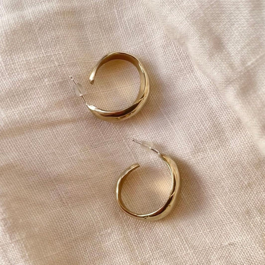 Fade Into the Abstract • Dune Hoop Earring • Brass or Sterling Silver