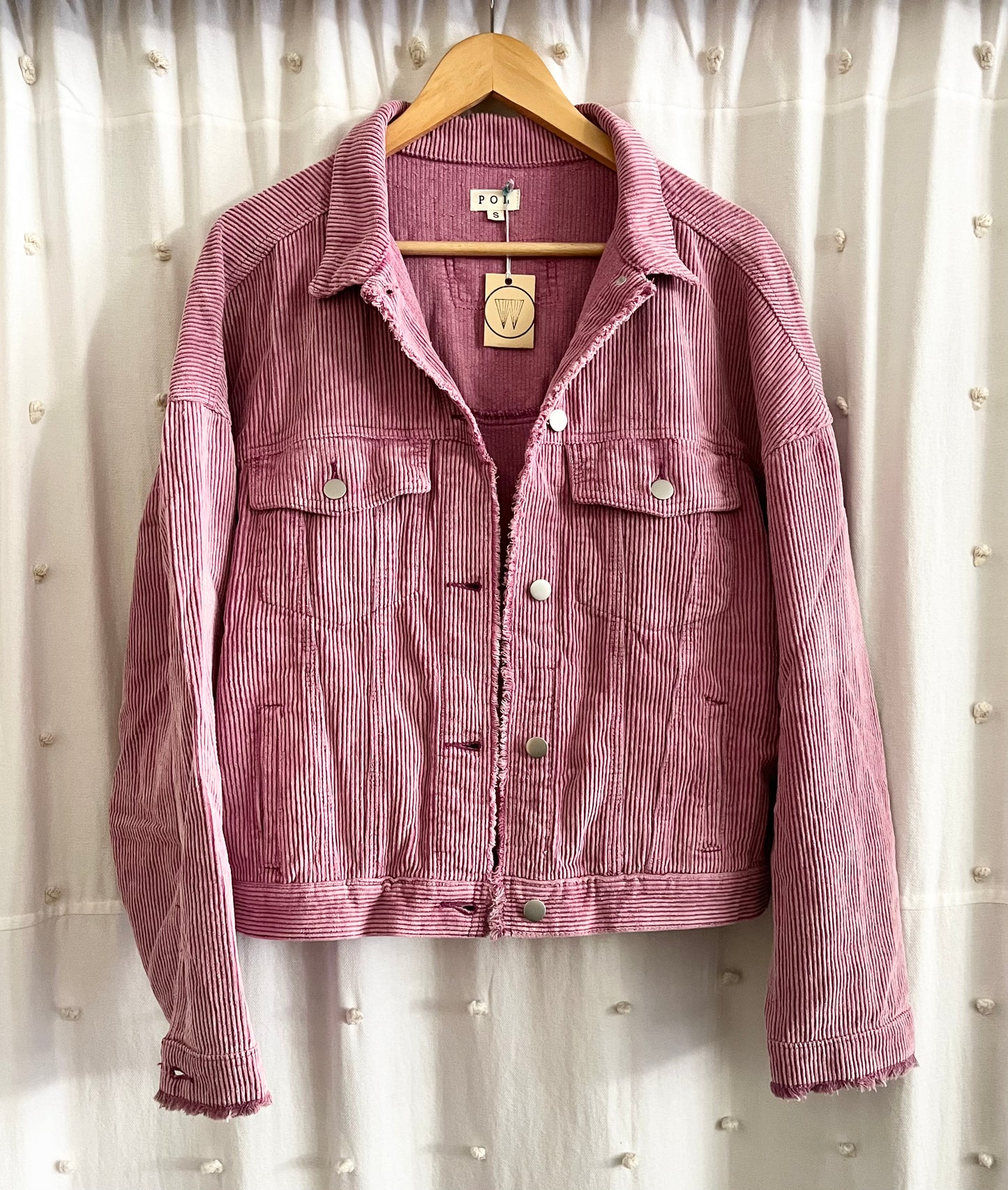 Oversized 90’s Corduroy Jacket Distressed • Plum Berry Pink