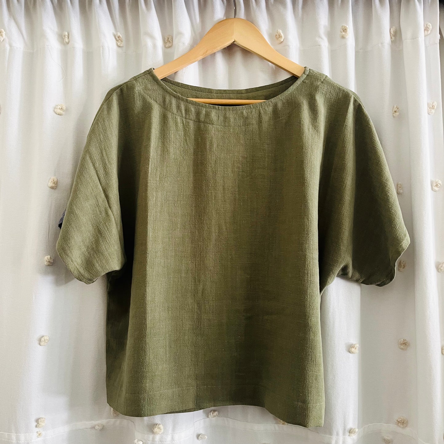 Terra • Handmade Loose Fit Linen Rayon Top • Olive Green
