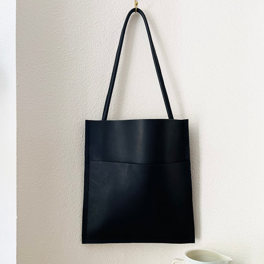 Charlies Goods • Handmade Modern Minimalist Leather Tote Bag • Black