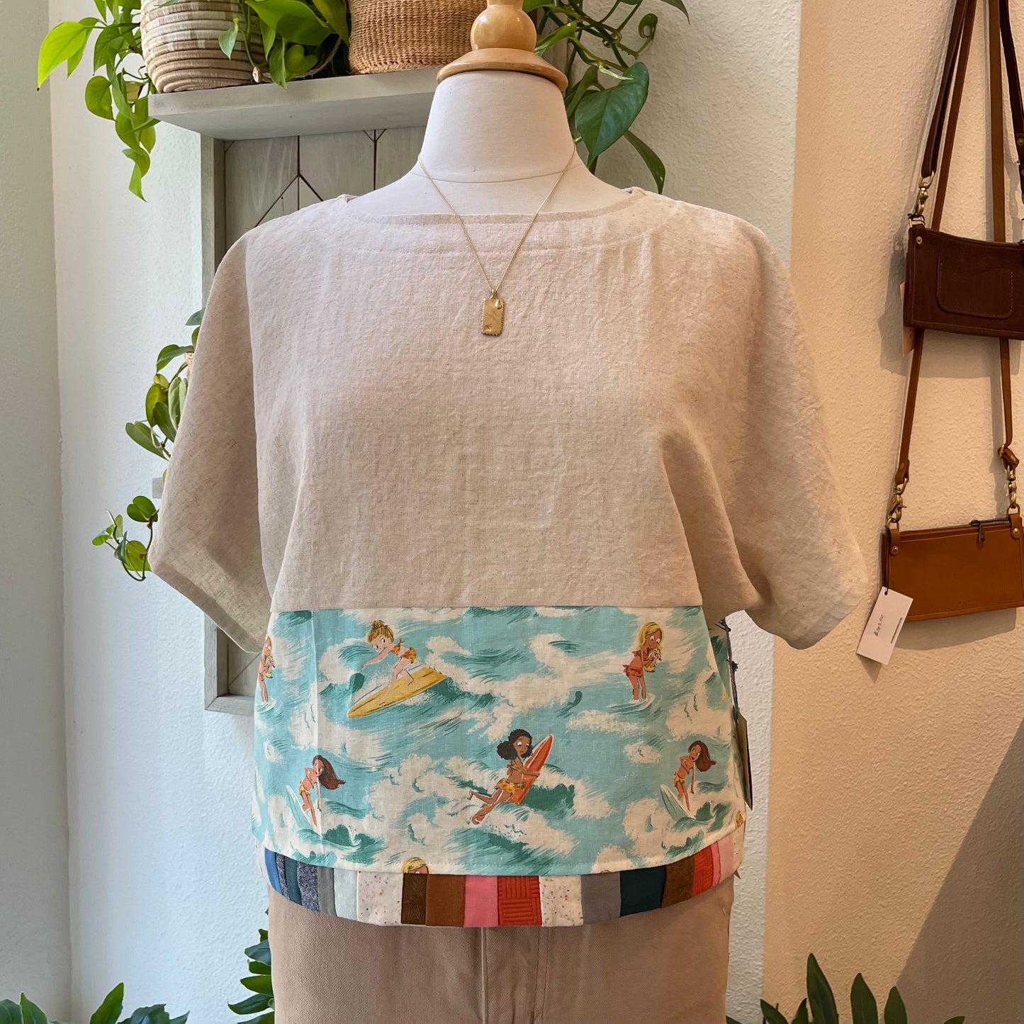 Terra • Handmade Loose Fit Linen Cotton Top • Surfer Babies & Patchwork