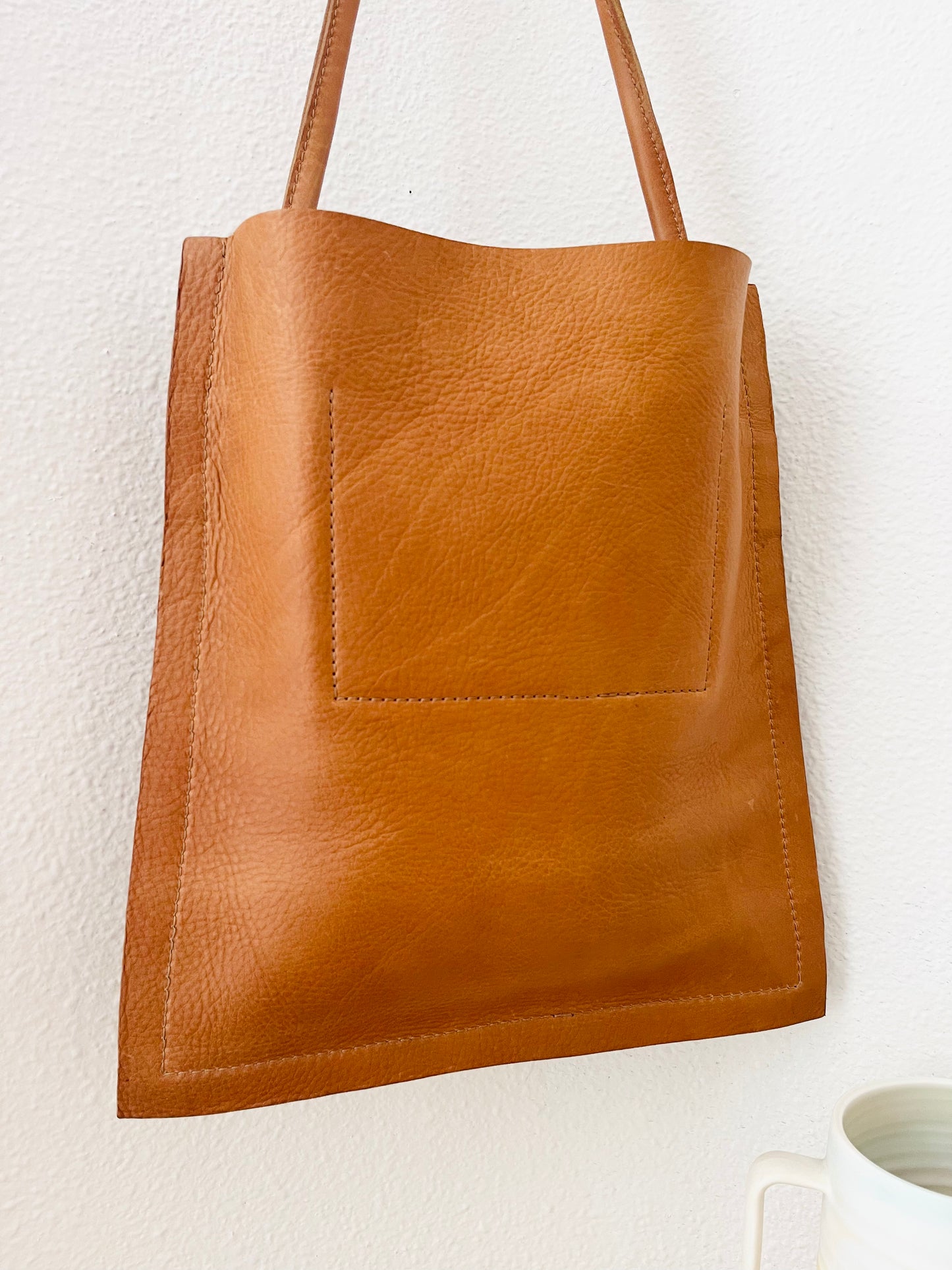 Charlies Goods • Handmade Modern Minimalist Leather Tote Bag • Saddle Tan