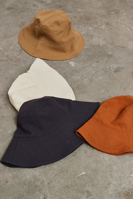 Grade & Gather • Cotton Linen Bucket Hat • Dark Grey