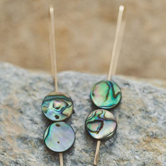 Desert Moon Design • Abalone Threaders Earrings • 14K Gold Fill