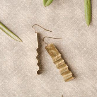 Desert Moon Design • Thelma Crimp Wave Earrings • Brass