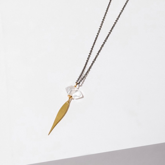Crystal Angles Necklace Brass