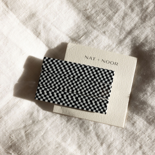 Nat + Noor • Flora 3 Hair Clips • Black & White Checkered
