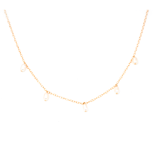 Dainty Five Pearl Necklace • 14K Gold Fill