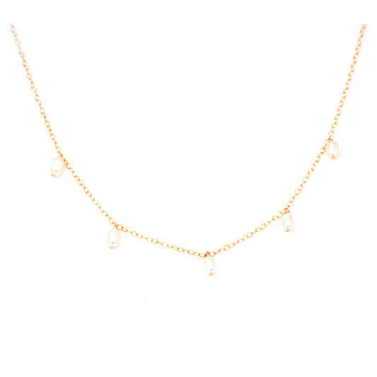 Dainty Five Pearl Necklace • 14K Gold Fill