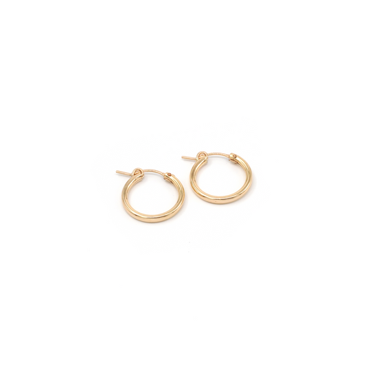 Hinge Huggie Hoop Earrings • 14K Gold Fill • Medium