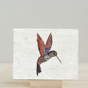 Artsy Em • Hummingbird Greeting Card •  Wild Flower Seed Paper