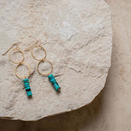 Desert Moon Design • Sade Turquoise Earrings • Brass