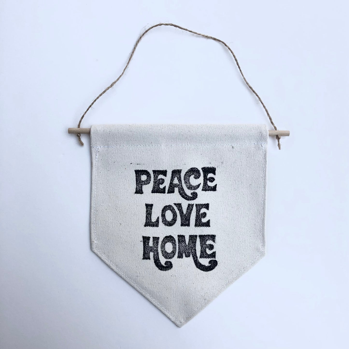Jenna Aliyah • Block Printed Banner • Peace Love Home • Black or Natural