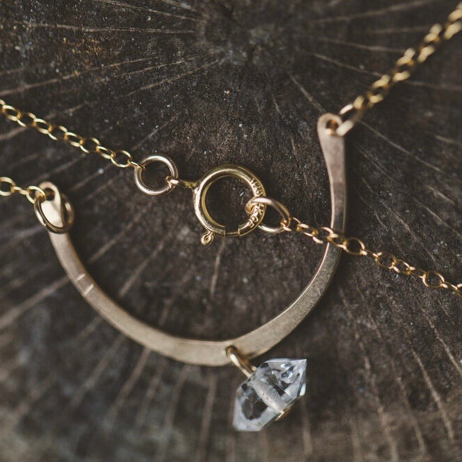 Desert Moon Design • Taylor Horseshoe Herkimer Diamond Necklace • Sterling Silver or 14K Gold Fill