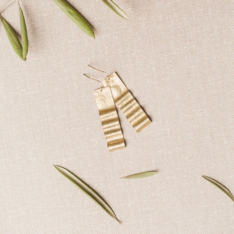 Desert Moon Design • Thelma Crimp Wave Earrings • Brass