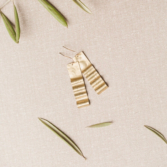 Desert Moon Design • Thelma Crimp Wave Earrings • Brass