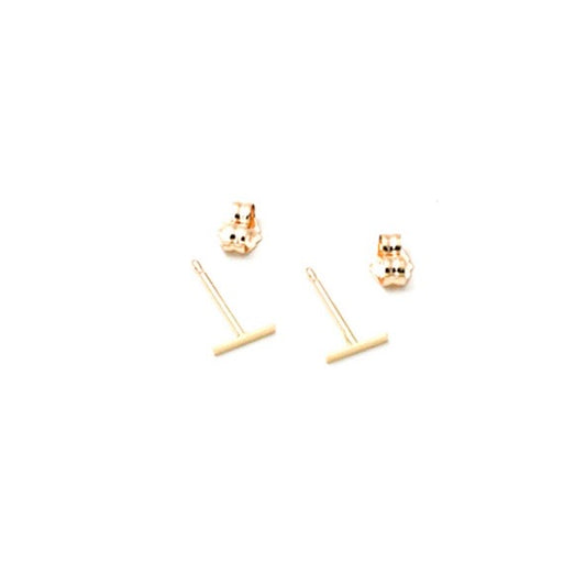 Minimalist Staple Bar Stud Earrings • 14K Solid Gold
