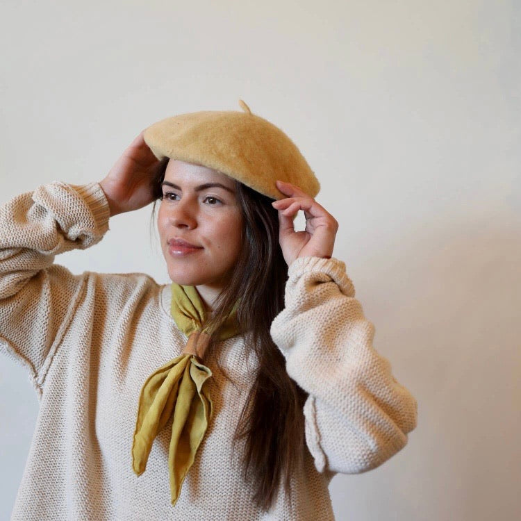 Nade Studio • Plant Dyed Wool Beret • Chamomile Yellow