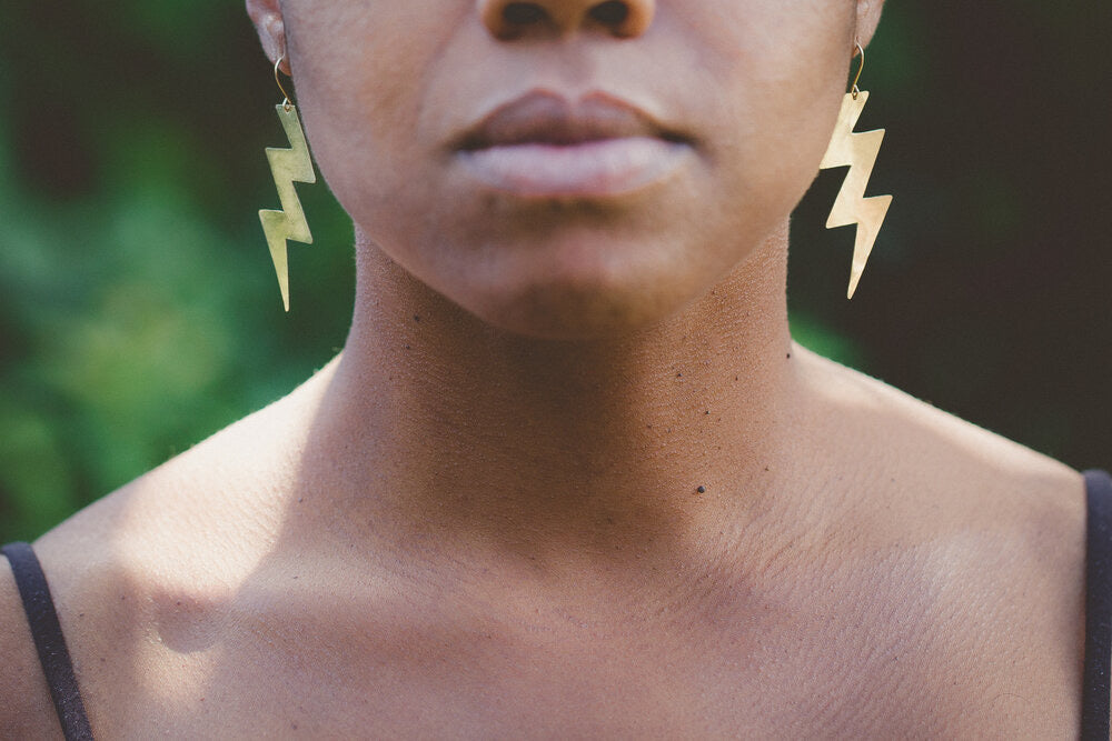 Desert Moon Design • Jenna Lightning Bolts Earrings • Hammered Brass