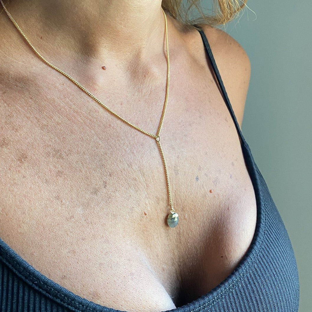 Ornamental Things • Labradorite Lariat Y-drop Necklace Gold