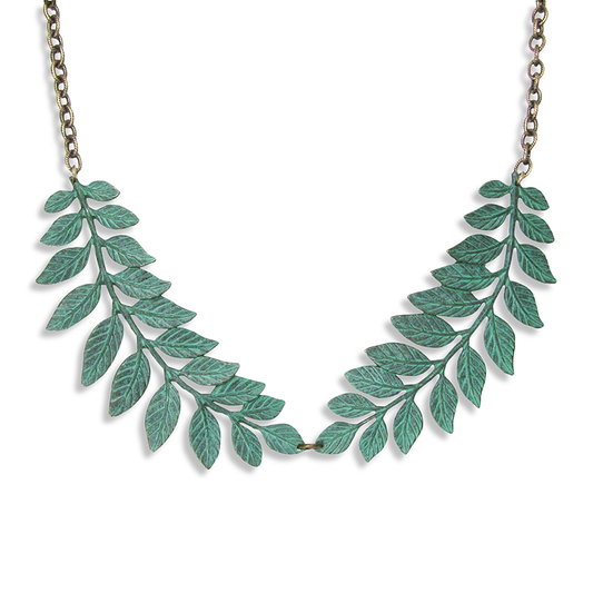 Ornamental Things • Leafy Collar Statement Necklace • Verdigris Patina Brass