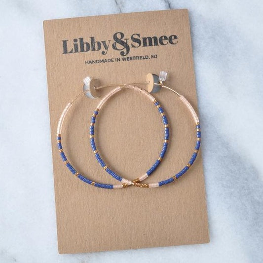 Libby & Smee • Beaded Hoop Earrings • 14K Gold Fill • Seamless • Navy