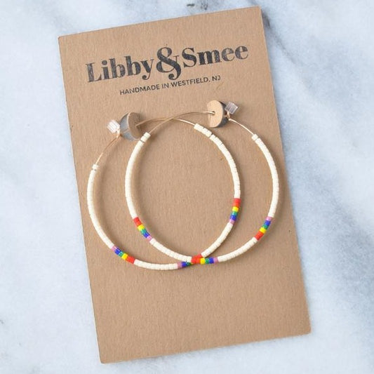 Libby & Smee • Beaded Hoop Earrings • 14K Gold Fill • Seamless • Rainbow Cream