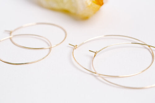Desert Moon Design • Sasha Thin Hammered Hoops • Silver or Gold • Pick Your Size