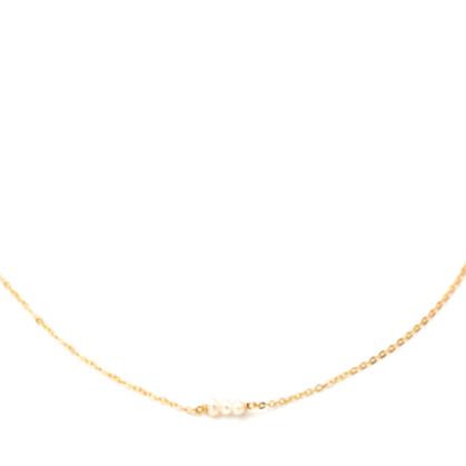 Dainty Three Pearl Necklace • 14K Gold Fill